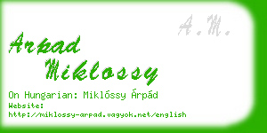 arpad miklossy business card