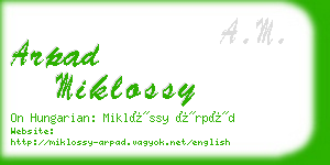 arpad miklossy business card